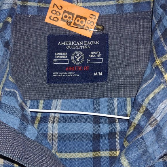 American Eagle Size Light blue/white checkered Very Soft Cotton Slim Medium Fit… - Picture 3 of 5